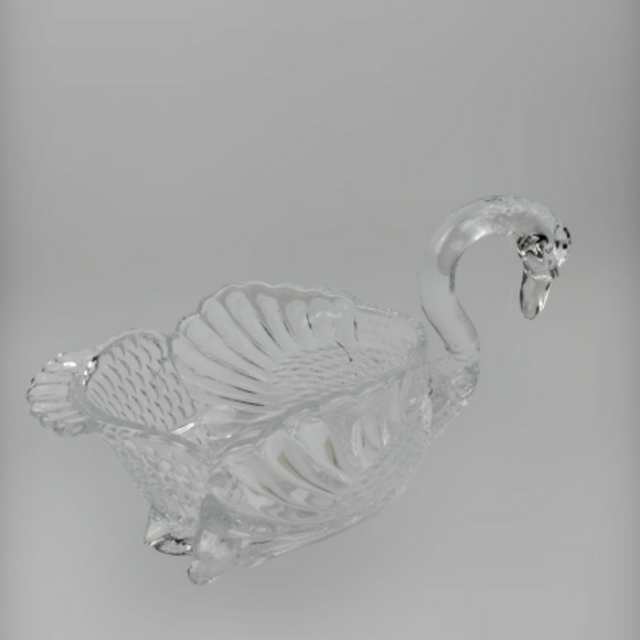 Shannon Godinger Crystal Swan Bowl centerpiece dish bowl clear - Picture 8 of 15